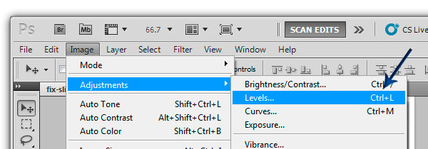 fix slide scan exposure photoshop command