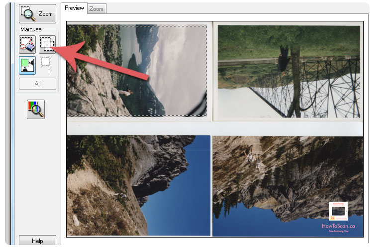 Make copies of the marquee selection tool and crop the rest of your photos